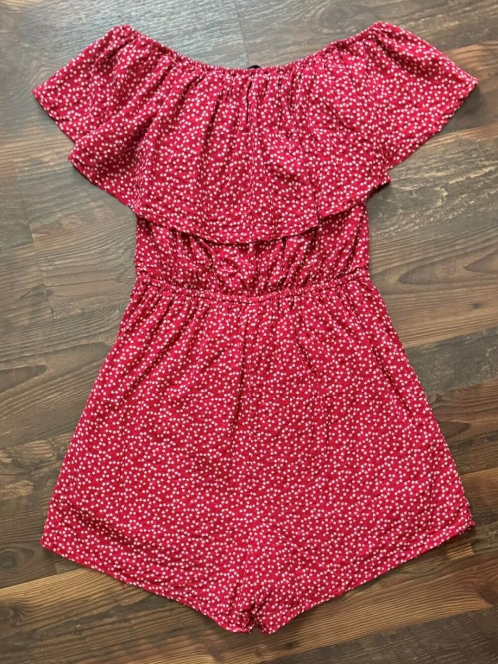 Blue Rain Ruffle Off-the-Shoulder Star Romper - Picture 8 of 9